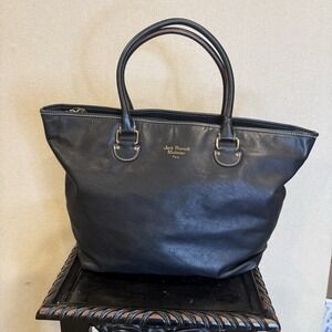 Jack Russell Malletier Bag Paris Leather Large Tote Black Lined pocket W/ Mirror